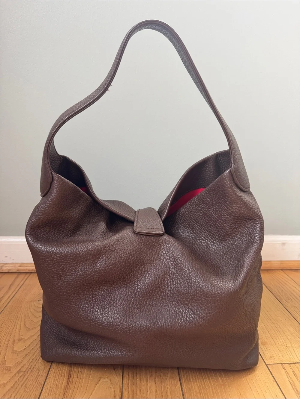 Dooney & Bourke‎ chocolate Brown pebbled leather logo lick sack hobo bag